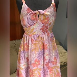Gilli Tropical Floral Mini Dress in Pink and Orange
